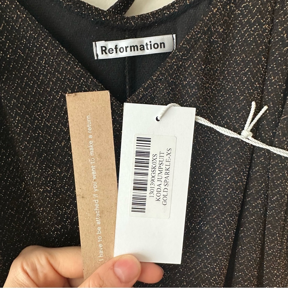 Reformation Black and Gold Sparkle Jumpsuit - Picture 5 of 6